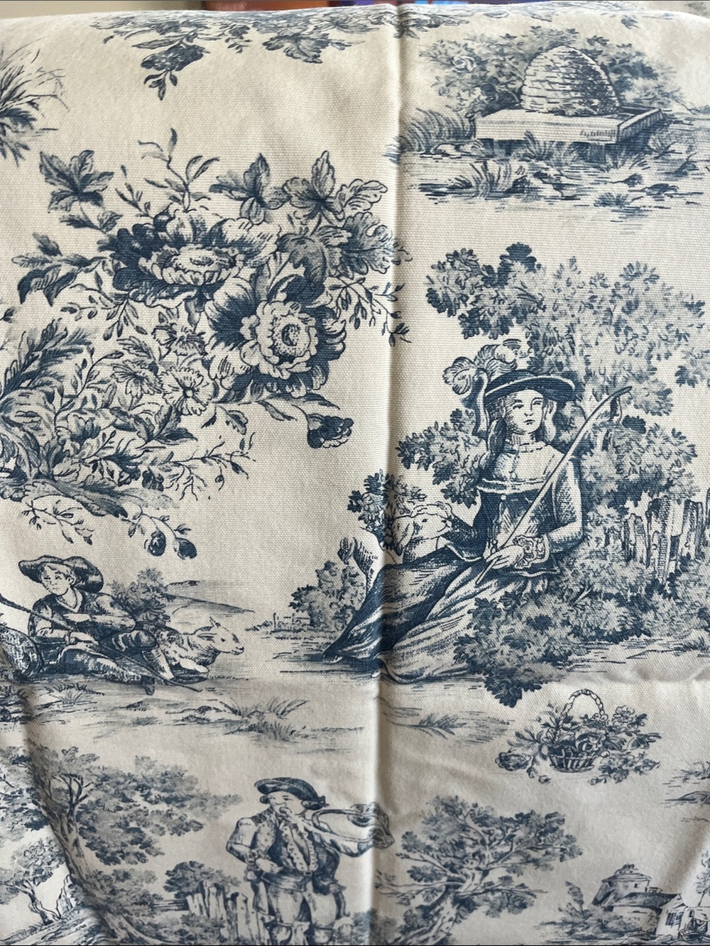 Blue Toile Scenic Fabric Panel